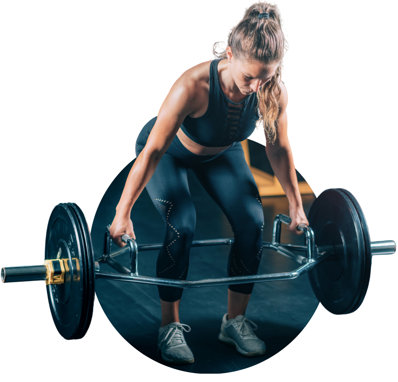 Woman lifting a barbell in a gym, showcasing strength training and fitness, relevant to gym marketing and SEO strategies for attracting new members.